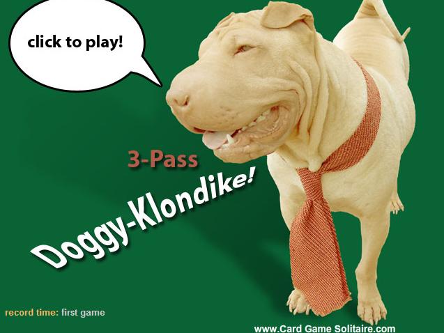 Klondike solitaire dog-theme card game play free online